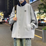 Equipment阿迪三葉草秋季夾克外套男女休閑新款立領(lǐng)運動(dòng)拉鏈上衣情侶 阿迪達斯灰色 XL 130 阿迪達斯 130-150斤