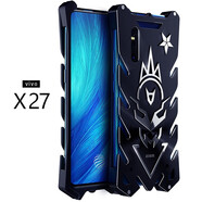 龍豈 vivoY78手機殼金屬邊框保護套y35m防摔鋼鐵俠男款vivo x30pro定制X27全金屬 vivo X27【火神】-黑色