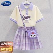 迪士尼（Disney）庫洛米裙子女童夏季套裝2025新款兒童POLO連衣裙女孩夏套裝裙 幸運洛米-紫色-不配包 130 建議身高120-130cm
