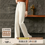 尚都比拉黑色顯瘦直筒休閑褲女秋冬慵懶風氣質(zhì)高級感針織褲子 云霜 L 