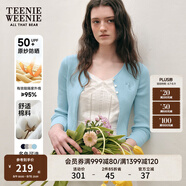 Teenie Weenie【原紗防曬】小熊淑女白色毛衣針織開(kāi)衫長(zhǎng)袖打底衫女空調(diào)衫 淺藍(lán)色 S (160)