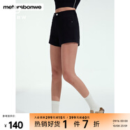 美特斯邦威褲子女2025秋季新款舒適遮胯顯瘦工裝復(fù)古水洗牛仔短褲 牛仔黑色 L 165 72A