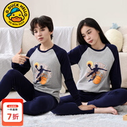 G.DUCKKIDS女童秋衣秋褲套裝純棉初中生男大童保暖內(nèi)衣青少年中學(xué)生男孩睡衣 藍(lán)色接頭籃球 180 （建議身高170cm 16-17歲）碼（建