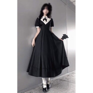 威廉小姐 片裁式cla系優(yōu)雅收腰長(cháng)裙暗黑哥特風(fēng)lolita連衣裙送領(lǐng)結 cla系優(yōu)雅收腰連衣裙 送可拆卸長(cháng)袖+領(lǐng)結 XS