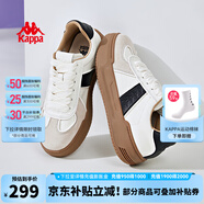 KAPPA卡帕女鞋厚底滑板鞋子女2024夏季新款運動休閑鞋軟底德訓鞋小粉鞋 米黃色/黑色 39