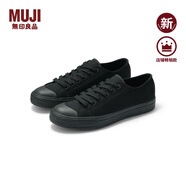 無(wú)印良品（MUJI）男女通用不易疲勞不易沾水運(yùn)動(dòng)鞋無(wú)性別男款女款小白鞋帆布鞋新品 黑色圖案5A 43 /265mm（尺碼偏大拍小一碼）