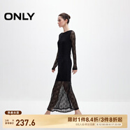 ONLY2025春季新款甜美優(yōu)雅鉤花蕾絲長(zhǎng)袖長(zhǎng)裙連衣裙女|125161006 H1Z 黑色 S