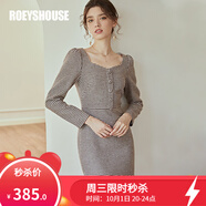 ROEYSHOUSE羅衣知性千鳥格毛呢連衣裙女秋冬新款氣質(zhì)修身裙子05500 千鳥格 XL