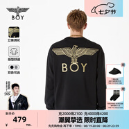 BOY LONDON【經(jīng)典款】冬情侶款logo圓領(lǐng)休閑百搭潮牌衛衣N03909 黑色 簡(jiǎn)約刺繡 XL