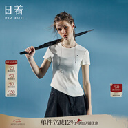 日著(zhù)RIZHUO【商場(chǎng)同款】修身T恤衫2024夏季新款圓領(lǐng)天絲短袖女衫 游白 XL