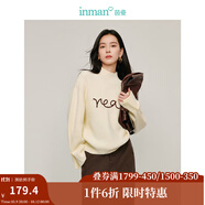 茵曼（INMAN）半高領(lǐng)毛衣2025春秋季女裝新款開(kāi)叉長(zhǎng)袖套頭打底衫針織衫 米白色 S