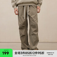 CHINISM  CH輕薄直筒傘兵褲男士夏季潮牌戶外徒步登山工裝寬松休閑褲子 灰咖色 薄款 L （推薦 120-150斤）