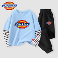 DickiesDickies童裝男童套裝秋季長(cháng)袖t恤兒童純棉打底衫中小童寬松休閑褲 藍/DK紅藍標小-黑/DK紅標K 150 150cm