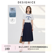 迪賽尼斯（DESIGNICE）【原色牛仔】夏季新款百搭簡約裙子高腰天絲牛仔半身裙女 藏青 XL