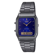 卡西歐手表雙顯運(yùn)動防水復(fù)古金屬銀色小方塊雙顯男女 AQ-230GG-2A