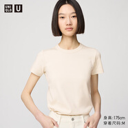 優(yōu)衣庫合作款女裝大師T圓領(lǐng)T恤短袖正肩素色白T474404 30 淺米色 XL /165/92A