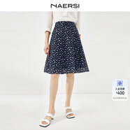 娜爾思（NAERSI）氣質(zhì)圓點(diǎn)半身裙女夏裝新款通勤時尚顯瘦A字裙 暗青紫色 M