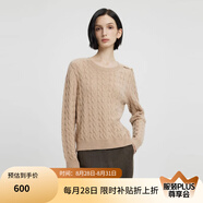 PRICH【羊絨+羊毛】氣質(zhì)絞花針織衫冬季新款長(cháng)袖保暖毛衣女 11駝色 XS 155