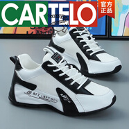 卡帝樂(lè )鱷魚(yú)（CARTELO）網(wǎng)紅厚 底增高耐磨透氣網(wǎng)面老爹鞋大紅色本命年低幫男鞋春秋情侶 白黑色【女鞋】 40
