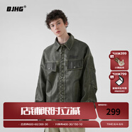 BJHG巴黎奧運(yùn)王昶同款不計后果秋美式復(fù)古PU皮衣男潮牌美拉德夾克外套 深墨綠 L