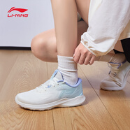 李寧（LI-NING）輕逸休閑慢跑鞋女子新款舒適透氣百搭時(shí)尚運動(dòng)鞋跑步鞋 乳白色/淺晴藍-2 37