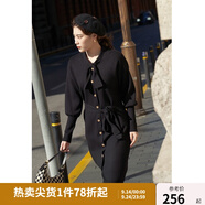 獨(dú)束大碼女裝針織連衣裙女秋冬新款休閑百搭復(fù)古顯瘦打底長裙 黑色 2XL （尺碼：4）