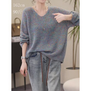 ROAR UTHAUG溫柔風(fēng)針織衫上衣女春秋裝新款歐洲站時(shí)尚今年流行慵懶風(fēng)毛衣 花藍 3XL 建議135-150斤