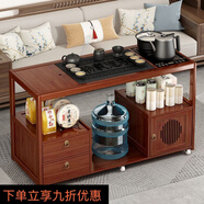 柚韻移動茶桌家用小茶臺燒水壺一體茶水柜茶車功夫茶具套裝新中式茶幾 60長簡約楠竹面板款 無蓋板