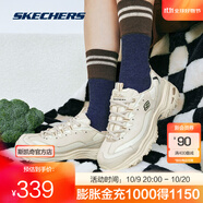 斯凱奇（Skechers）小白熊丨老爹鞋男女革面復古潮流休閑學(xué)生跑步運動(dòng)鞋 女款-乳白色/OFWT 35.5