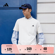 adidas情侶休閑純棉上衣圓領(lǐng)短袖T恤男女夏季阿迪達斯官方輕運動(dòng) 米白 S