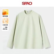 SPAO韓國同款重磅百搭長(cháng)袖T恤男冬季純色寬松休閑打底衫SPCX25SG02LD 淺綠#純色 L 【建議120-140斤】