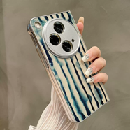 P.W.V熱瓜適用OPPOFindN5手機殼折疊屏保護套銀色抽象涂鴉蛇紋油邊新款氣質(zhì)findn3/n2高檔折疊殼奢華新 銀色油邊藍色水墨線(xiàn)條7108 OPPOFindN5