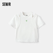 森馬兒童短袖T恤2024抑菌時(shí)髦印花洋氣露肩上衣女童夏季童裝285224135001