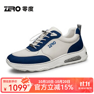 零度官方男鞋休閑鞋2025秋冬新款舒適頭層牛皮休閑皮鞋潮流厚底增高鞋 8011絨藍(lán) 40