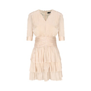 GIMING【商場(chǎng)同款】設(shè)計(jì)師品牌宮廷風(fēng)光澤感流體褶皺X版型連衣裙 裸色 XS (150)