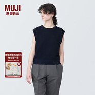 無(wú)印良品（MUJI） 女式 強捻網(wǎng)眼 法國袖毛衣 女款夏季 純棉全棉背心 BA1OJA4S 藏青色 M (160/84A)