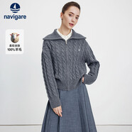 Navigare意大利小帆船女25年新款全羊毛針織開衫毛衣羊毛衫外套2334095507