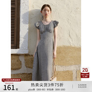 自巧小個(gè)子黑白格紋氣質(zhì)顯瘦度假連衣裙女2024夏裝新款收腰中長(zhǎng)裙 黑白格 L (5碼)