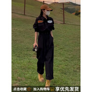 天啟世紀加長(cháng)版服連體褲春秋款連體衣氣質(zhì)女神范歐美大碼 黑色 S