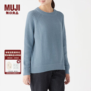 無(wú)印良品 MUJI 女式 提花編織 圓領(lǐng)毛衣 W9SA002 淺藍色 M