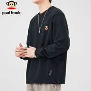大嘴猴（paul frank）長(zhǎng)袖t恤男春秋季潮牌衛(wèi)衣男士休閑外套男打底衫上衣 黑色 3XL