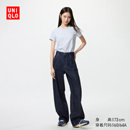 優(yōu)衣庫男女同款寬松廓形牛仔褲/彎刀鐮刀褲子加長款25秋冬480739 69 藏青色 24 /150/58A