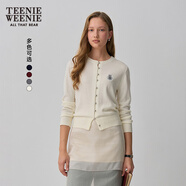 Teenie Weenie小熊女裝毛針織衫2025秋季新款簡約時(shí)尚輕薄圓領(lǐng)開衫 C-象牙白 M