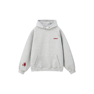 FR.YH.ZH陸翊上身金貝勒美式高街火焰火苗印花上衣連帽紐扣長(cháng)袖衛衣帽衫 白花灰(-暗紅色火焰Logo) 常規 M