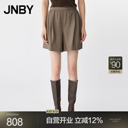 JNBY/江南布衣25夏新品羊毛休閑褲女寬松短褲闊腿褲5P5E11600 257/深卡其 S