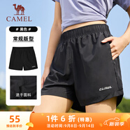 駱駝（CAMEL）速干運(yùn)動(dòng)短褲女休閑透氣梭織五分褲子 J0S1UL8125-2 黑色 M