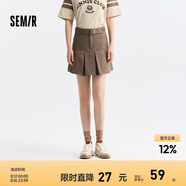 森馬半身裙女純色短裙小個(gè)子俏皮時(shí)尚24夏季純棉百褶裙復(fù)古 咖啡50892 155/62A/S