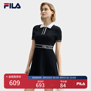 FILA 斐樂(lè )官方女裝編織連衣裙2025夏季新款時(shí)尚簡(jiǎn)約翻領(lǐng)修身裙子 傳奇藍-NV XL 175/92A/XL