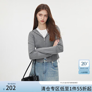 范思藍(lán)恩秋季小妖精美式連帽開衫衛(wèi)衣女春秋季魚骨收腰短款針織上衣秋裝 灰色 L