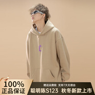 聰明陳S123秋冬520克重磅光變國潮連帽衛(wèi)衣男女寬松休閑情侶潮流外套 （520克不加絨）卡其色 L